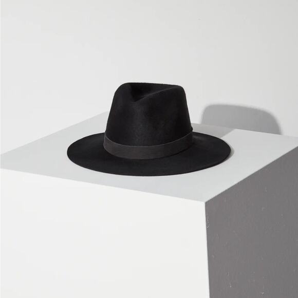 Janessa Leone Wool Fedora Hat‎ Black Packable Size Medium New main image 4